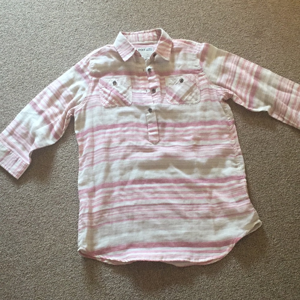 Ryder and James Pink and White Blouse
